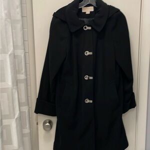 KORS Michael Kors raincoat with detachable hood.  Silver clasps